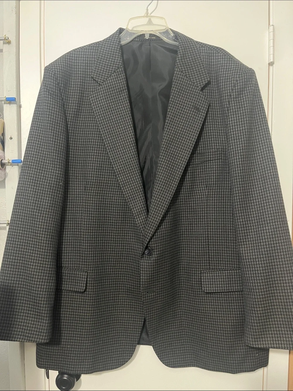 Men's Grey Houndstooth Sport Coat Blazer - Classic Single-Breasted Jacket